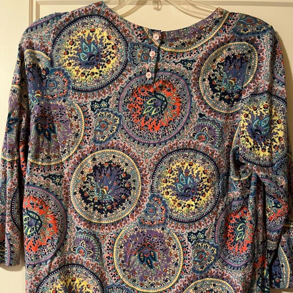 Talbots NWT Medallion Pattern Cotton Blend Sweater 3/4 Sleeve Size 1X - Picture 2 of 5